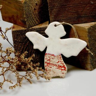 Aniołek zawieszka ceramiczna, doskonała dekoracja świąteczna, lub ozdoba całoroczna, oryginalny prezent na wiele okazji, rękodzieło.