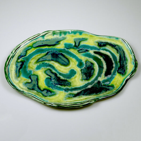 Patera ceramiczna Gra w Zielone, oryginalne rękodzieło