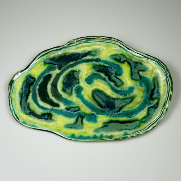 Ozdobna zielona patera ceramiczna