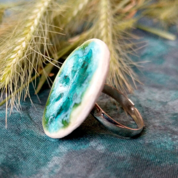 Ceramiczny pierścionek turkusowy